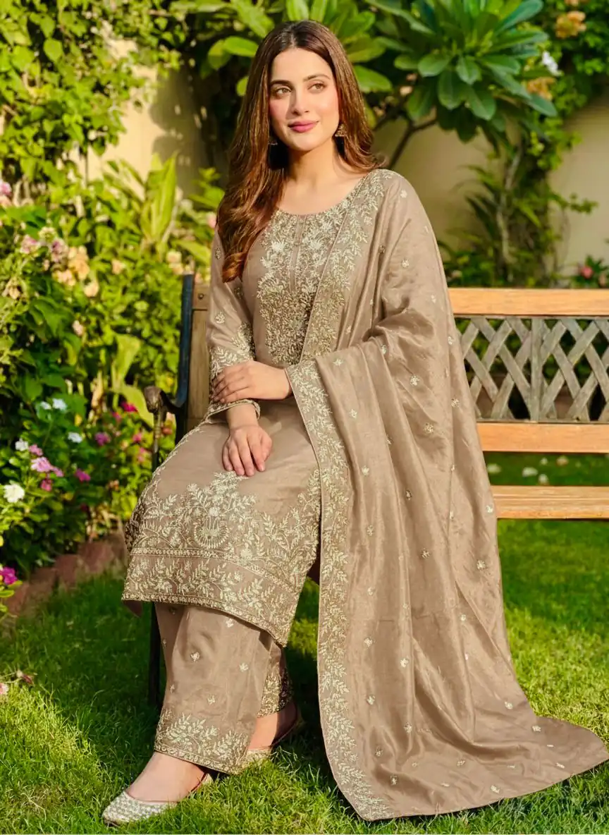 SRK 5316 Cream Organza Silk Salwar Suit Perfect for Wedding, Party, Makar Sankranti, Eid, Durga Puja – . Affordable Price ₹2149. Delivery 4-6 Workin | Jump Suits, Straight Suits, Casual Suits, Creative suits, Designer Suits, Palazzo Suits, Party Wear Suits, Patiala Suits, Salwar suit