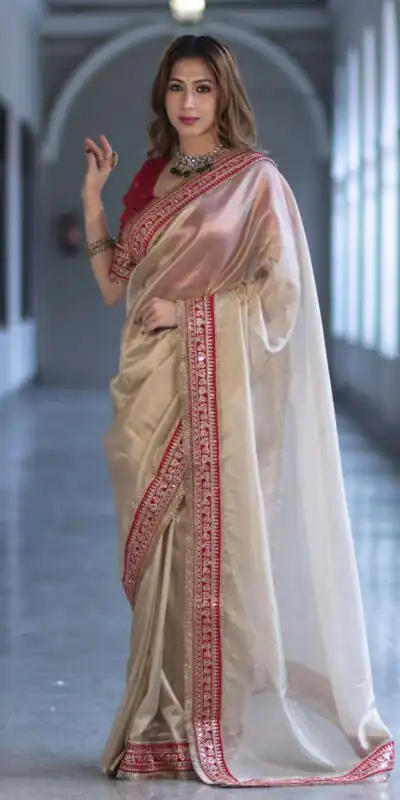 NC 5559 Cream Soft Twil Net Saree. Perfect for Wedding, Party, Onam, Family Gatherings, Mehendi – Festive Deal ₹1849. Delivery 4-6 Working Days | Bollywood Sarees, Creative Sarees, Designer Sarees, Embroidered Sarees, Ethnic Saree, Modern Digital sarees, Party Wear Sarees, Sarees
