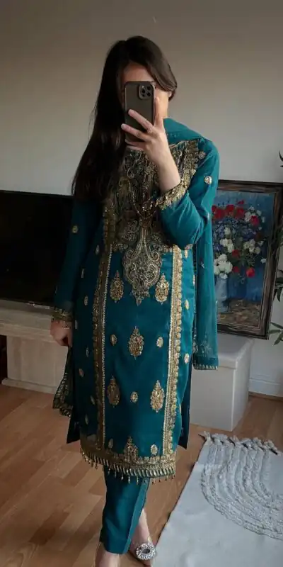 MD 3042 Teal Chinon Silk Salwar Suit with Embroidery Work & Lace Work. Affordable Price ₹2049. Delivery 4-6 Working Days. Shop now. | Jump Suits, Straight Suits, Casual Suits, Creative suits, Designer Suits, Palazzo Suits, Party Wear Suits, Patiala Suits, Salwar suit