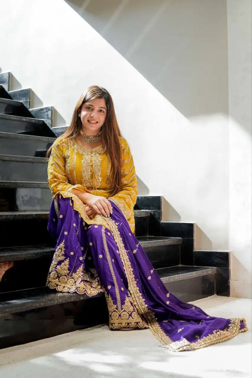 ZS 7001 Yellow Chinon Silk Salwar Suit with Embroidery Work & Lace Work. Affordable Price ₹2499. Delivery 4-6 Working Days. Shop now. | Jump Suits, Straight Suits, Casual Suits, Creative suits, Designer Suits, Palazzo Suits, Party Wear Suits, Patiala Suits, Salwar suit