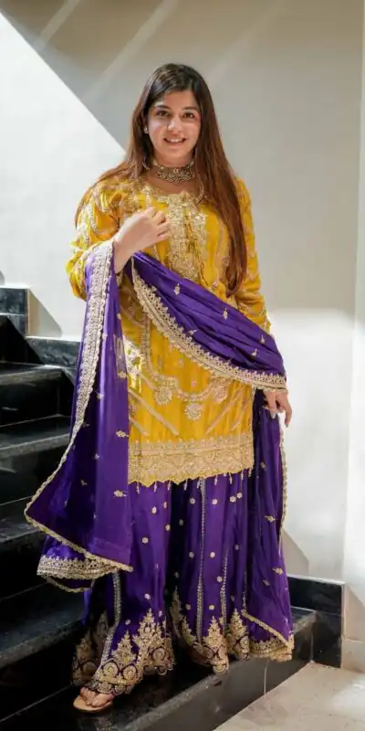 ZS 7001 Yellow Chinon Silk Salwar Suit with Embroidery Work & Lace Work. Affordable Price ₹2499. Delivery 4-6 Working Days. Shop now. | Jump Suits, Straight Suits, Casual Suits, Creative suits, Designer Suits, Palazzo Suits, Party Wear Suits, Patiala Suits, Salwar suit