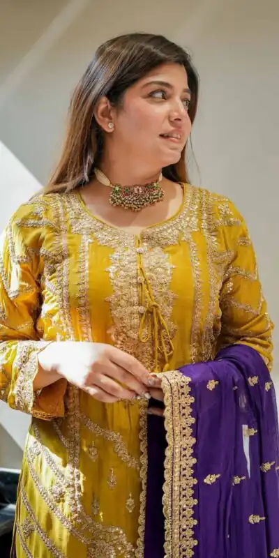 ZS 7001 Yellow Chinon Silk Salwar Suit with Embroidery Work & Lace Work. Affordable Price ₹2499. Delivery 4-6 Working Days. Shop now. | Jump Suits, Straight Suits, Casual Suits, Creative suits, Designer Suits, Palazzo Suits, Party Wear Suits, Patiala Suits, Salwar suit