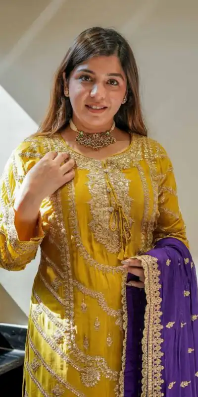 ZS 7001 Yellow Chinon Silk Salwar Suit with Embroidery Work & Lace Work. Affordable Price ₹2499. Delivery 4-6 Working Days. Shop now. | Jump Suits, Straight Suits, Casual Suits, Creative suits, Designer Suits, Palazzo Suits, Party Wear Suits, Patiala Suits, Salwar suit