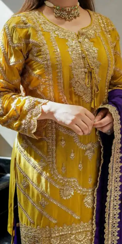 ZS 7001 Yellow Chinon Silk Salwar Suit with Embroidery Work & Lace Work. Affordable Price ₹2499. Delivery 4-6 Working Days. Shop now. | Jump Suits, Straight Suits, Casual Suits, Creative suits, Designer Suits, Palazzo Suits, Party Wear Suits, Patiala Suits, Salwar suit