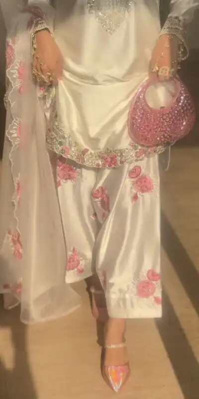 MD 3081 Off White Japan Satin Salwar Suit Perfect for Wedding, Party, Durga Puja, Traditional Day, Temple Visit – . Introductory Price ₹2549. Deli | Jump Suits, Straight Suits, Casual Suits, Creative suits, Designer Suits, Palazzo Suits, Party Wear Suits, Patiala Suits, Salwar suit