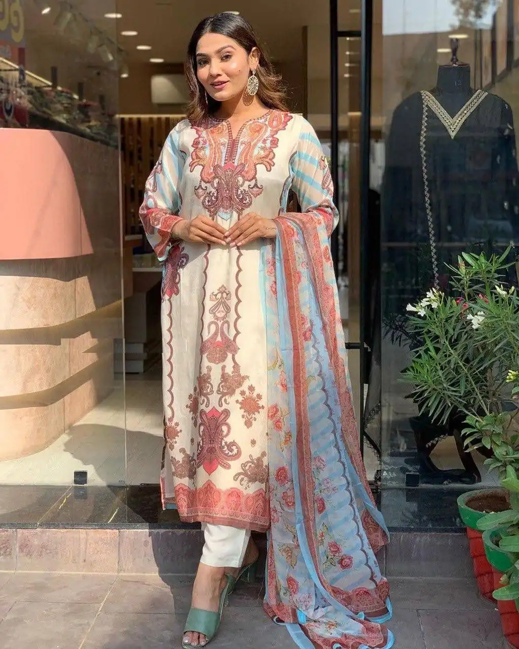 DC G24 Off White in Maslin Digital Print Salwar Suit . Wedding, Party, Festive, Events, Introductory Price ₹1649. Delivery 4-6 Working Days. Shop now. | Jump Suits, Straight Suits, Casual Suits, Creative suits, Designer Suits, Palazzo Suits, Party Wear Suits, Patiala Suits, Salwar suit