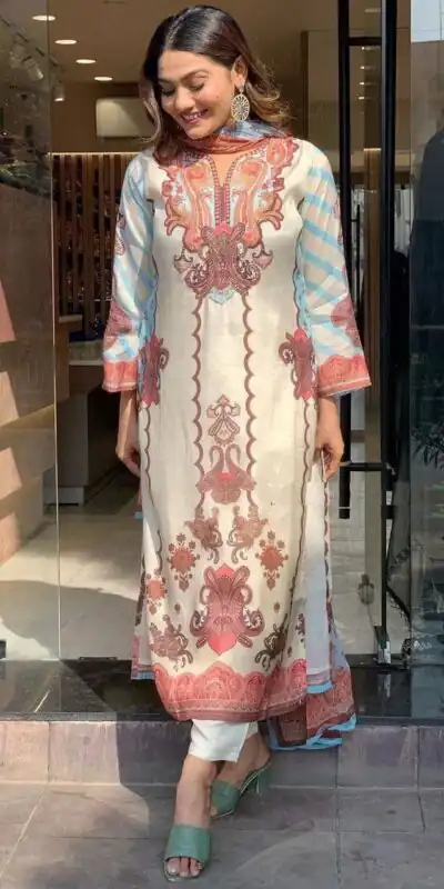 DC G24 Off White in Maslin Digital Print Salwar Suit . Wedding, Party, Festive, Events, Introductory Price ₹1649. Delivery 4-6 Working Days. Shop now. | Jump Suits, Straight Suits, Casual Suits, Creative suits, Designer Suits, Palazzo Suits, Party Wear Suits, Patiala Suits, Salwar suit