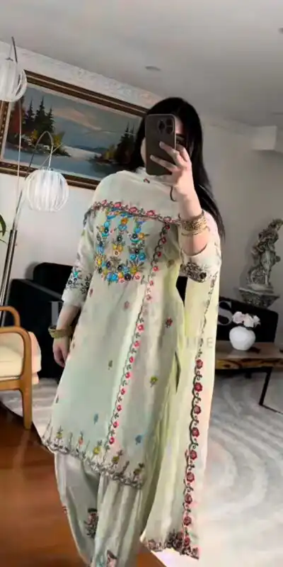 MD 3052 Pista Color Chinon Silk Salwar Suit with Embroidery Work. Online Get it for ₹2099. Delivery 4-6 Working Days. Shop now. | Jump Suits, Straight Suits, Casual Suits, Creative suits, Designer Suits, Palazzo Suits, Party Wear Suits, Patiala Suits, Salwar suit