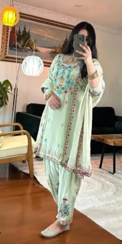 MD 3052 Pista Color Chinon Silk Salwar Suit with Embroidery Work. Online Get it for ₹2099. Delivery 4-6 Working Days. Shop now. | Jump Suits, Straight Suits, Casual Suits, Creative suits, Designer Suits, Palazzo Suits, Party Wear Suits, Patiala Suits, Salwar suit
