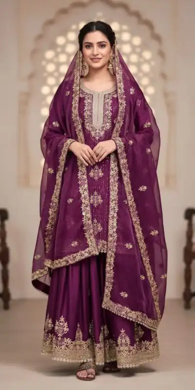 AD 219 Wine in Pure Organza Silk Embroidery Work & Cut Work Salwar Suit . Exclusive Offer ₹2499. Delivery 4-6 Working Days. Shop now. | Jump Suits, Straight Suits, Casual Suits, Creative suits, Designer Suits, Palazzo Suits, Party Wear Suits, Patiala Suits, Salwar suit