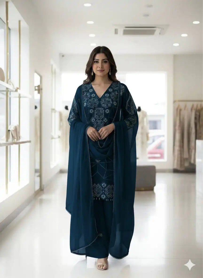 LG 2063 Navy Blue Faux Georgette Salwar Suit with Sequins Work & Embroidery Work. Introductory Price ₹2149. Delivery 4-6 Working Days. Shop now. | Jump Suits, Straight Suits, Casual Suits, Creative suits, Designer Suits, Palazzo Suits, Party Wear Suits, Patiala Suits, Salwar suit