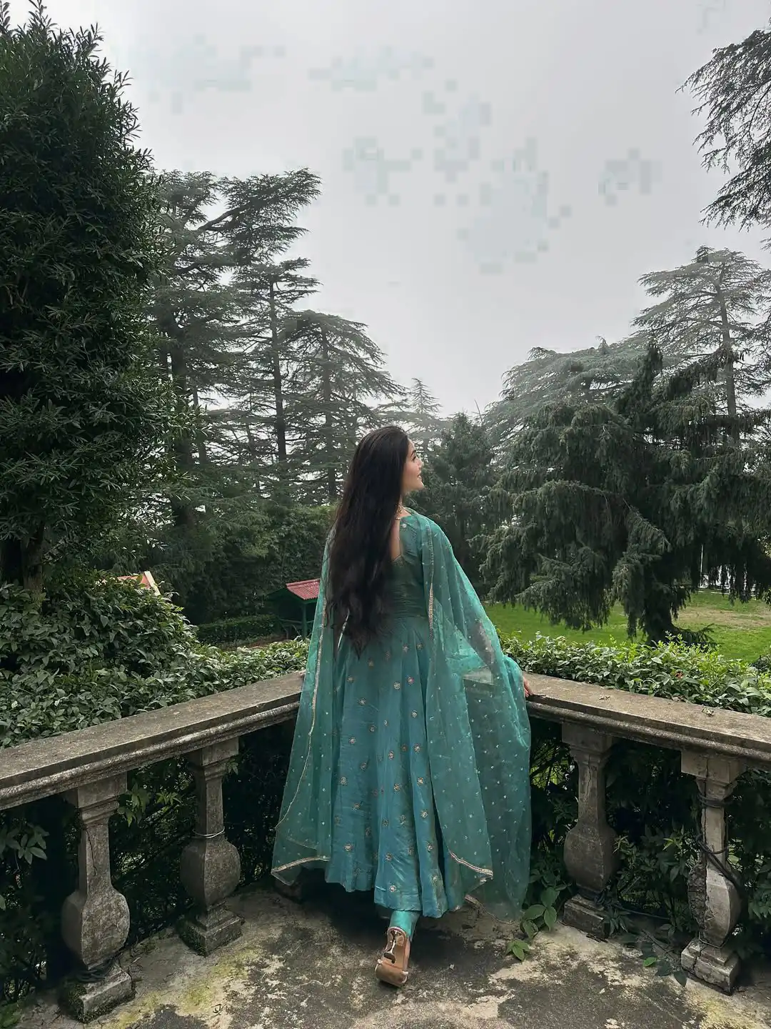 Firozi Simmar Silk Embroidery Work Anarkali Suit - Image 4