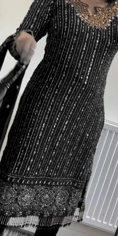 RTC 5716 Black  Color Foix Georgette Thread Sequence Work Salwar Suit Wedding, Party, Festive, Events Etc. Expected Delivery 4-6 Working Days @2099/- | Jump Suits, Straight Suits, Casual Suits, Creative suits, Designer Suits, Palazzo Suits, Party Wear Suits, Patiala Suits, Salwar suit