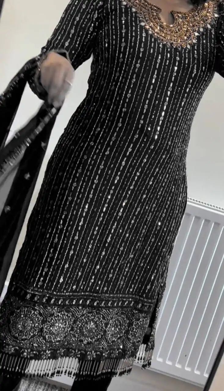 RTC 5716 Black Color Foix Georgette Thread Sequence Work Salwar Suit Wedding, Party, Festive, Events Etc. Expected Delivery 4-6 Working Days @2099/- | Jump Suits, Straight Suits, Casual Suits, Creative suits, Designer Suits, Palazzo Suits, Party Wear Suits, Patiala Suits, Salwar suit