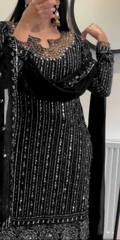 RTC 5716 Black Color Foix Georgette Thread Sequence Work Salwar Suit Wedding, Party, Festive, Events Etc. Expected Delivery 4-6 Working Days @2099/- | Jump Suits, Straight Suits, Casual Suits, Creative suits, Designer Suits, Palazzo Suits, Party Wear Suits, Patiala Suits, Salwar suit