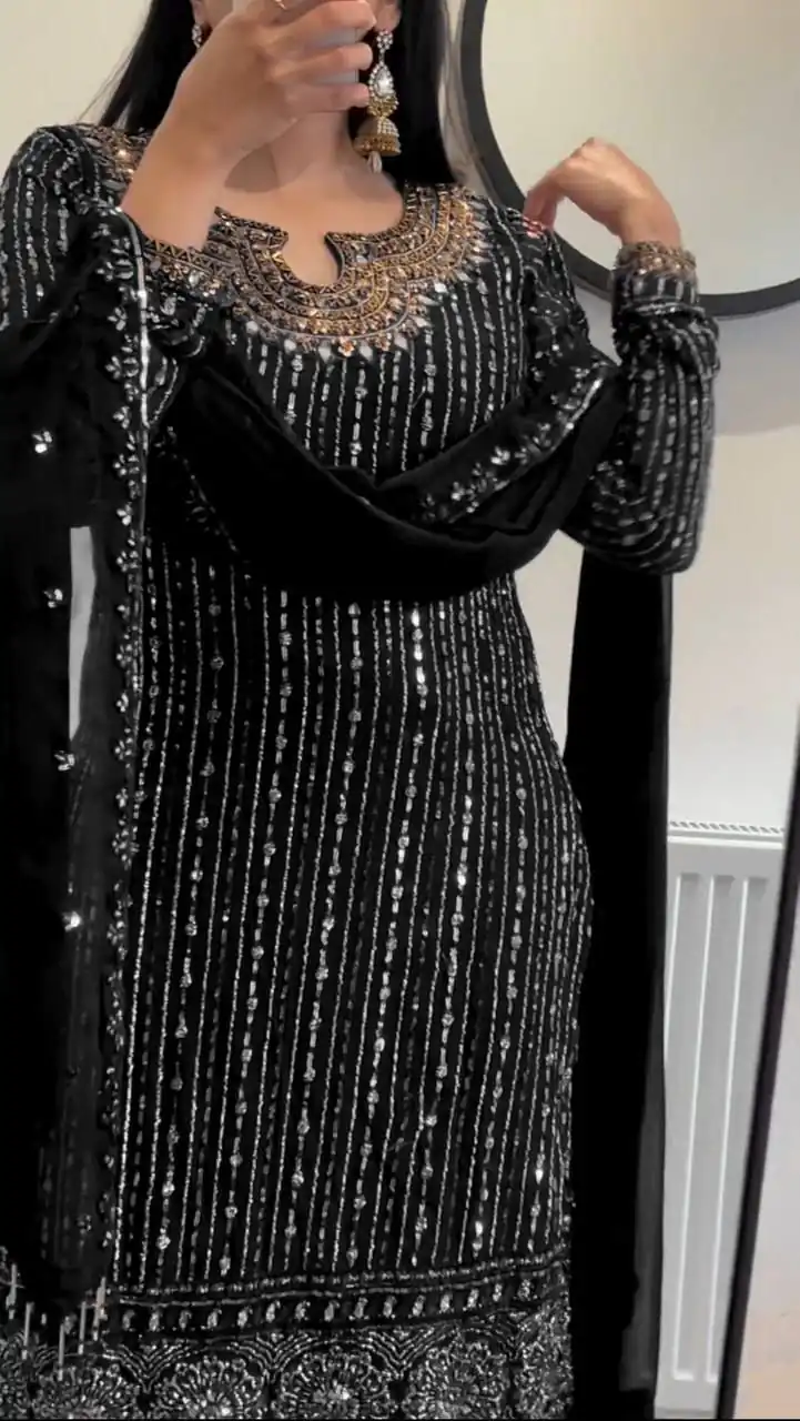 RTC 5716 Black Color Foix Georgette Thread Sequence Work Salwar Suit Wedding, Party, Festive, Events Etc. Expected Delivery 4-6 Working Days @2099/- | Jump Suits, Straight Suits, Casual Suits, Creative suits, Designer Suits, Palazzo Suits, Party Wear Suits, Patiala Suits, Salwar suit