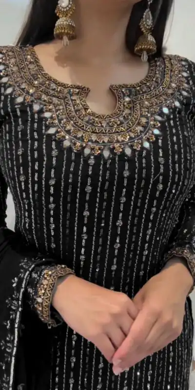 RTC 5716 Black Color Foix Georgette Thread Sequence Work Salwar Suit Wedding, Party, Festive, Events Etc. Expected Delivery 4-6 Working Days @2099/- | Jump Suits, Straight Suits, Casual Suits, Creative suits, Designer Suits, Palazzo Suits, Party Wear Suits, Patiala Suits, Salwar suit