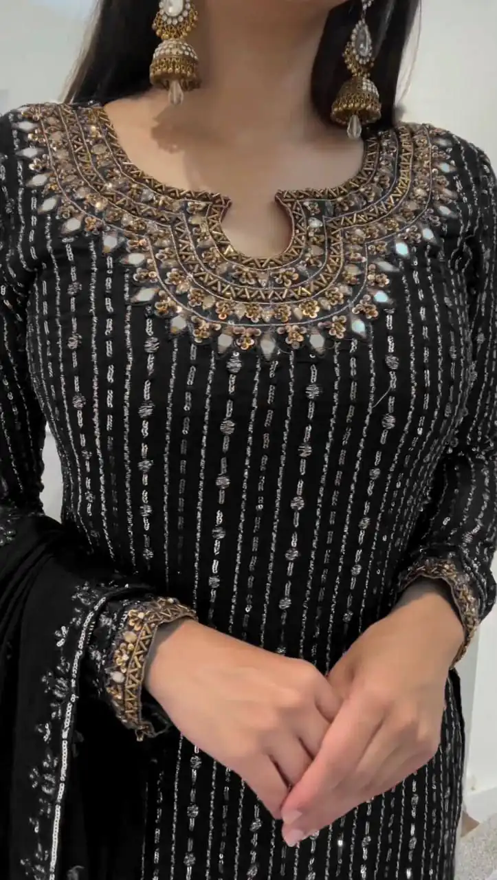 RTC 5716 Black Color Foix Georgette Thread Sequence Work Salwar Suit Wedding, Party, Festive, Events Etc. Expected Delivery 4-6 Working Days @2099/- | Jump Suits, Straight Suits, Casual Suits, Creative suits, Designer Suits, Palazzo Suits, Party Wear Suits, Patiala Suits, Salwar suit