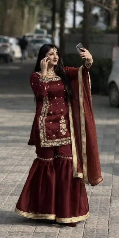 ZC 8010 Maroon Zimmy Silk Salwar Suit with Lace Work & Embroidery Work. Affordable Price ₹2049. Delivery 4-6 Working Days. Shop now. | Jump Suits, Straight Suits, Casual Suits, Creative suits, Designer Suits, Palazzo Suits, Party Wear Suits, Patiala Suits, Salwar suit