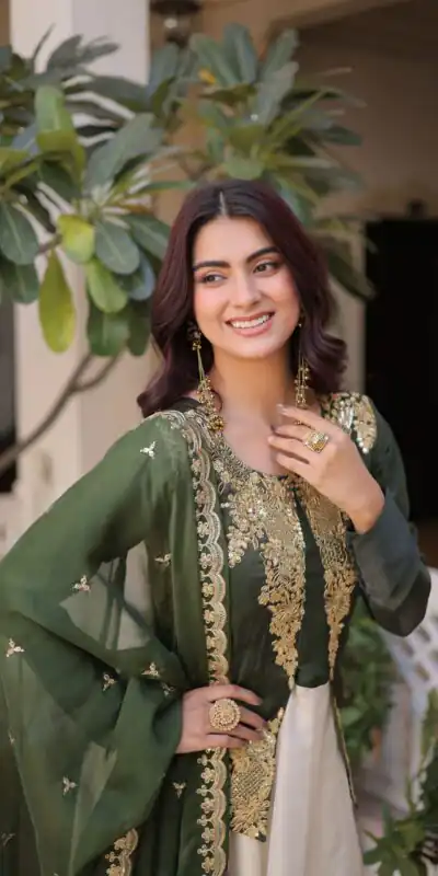 KA 1231 Green in Glass Roman Sequins Work & Embroidery Work Gown . Affordable Price ₹2399. Delivery 4-6 Working Days. Shop now. | Bollywood Gowns, Creative Gowns, Designer Gowns, Embroidered Gowns, Gowns, Party Wear Gowns