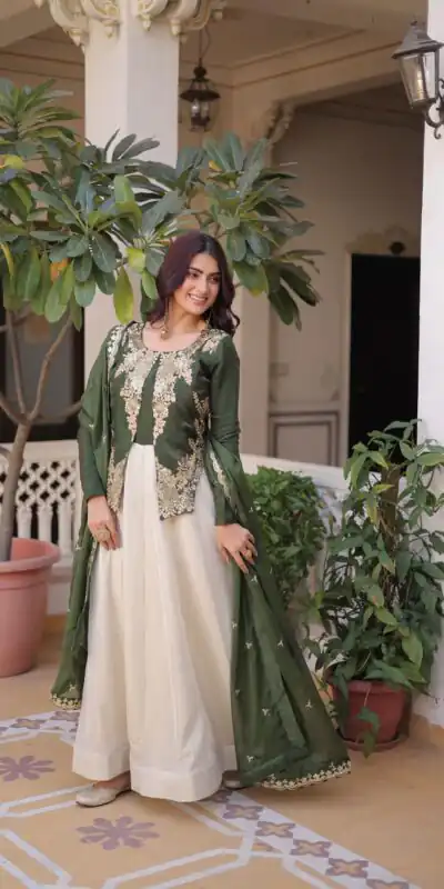 KA 1231 Green in Glass Roman Sequins Work & Embroidery Work Gown . Affordable Price ₹2399. Delivery 4-6 Working Days. Shop now. | Bollywood Gowns, Creative Gowns, Designer Gowns, Embroidered Gowns, Gowns, Party Wear Gowns