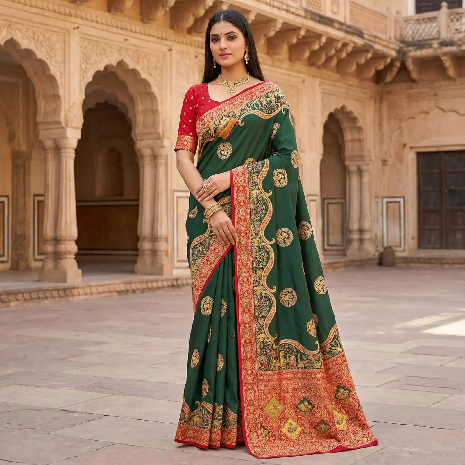 MB 50 Green Pashmina Silk Saree with Lace Work & Lace Border. Online Festive Deal ₹2399. Delivery 4-6 Working Days. Shop now. | Bollywood Sarees, Creative Sarees, Designer Sarees, Embroidered Sarees, Ethnic Saree, Modern Digital sarees, Party Wear Sarees, Sarees