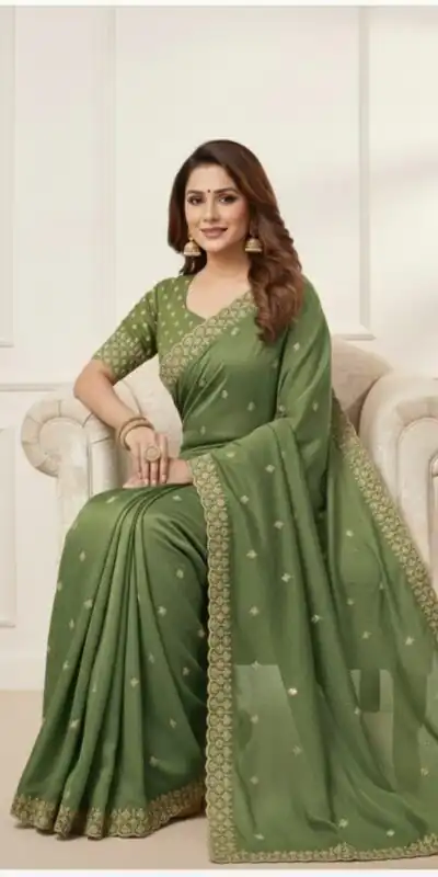 JR 659 Green in Color Star Georgette Embroidery Work Saree . Available at ₹1799 only. Delivery 4-6 Working Days. Shop now. | Bollywood Sarees, Creative Sarees, Designer Sarees, Embroidered Sarees, Ethnic Saree, Modern Digital sarees, Party Wear Sarees, Sarees