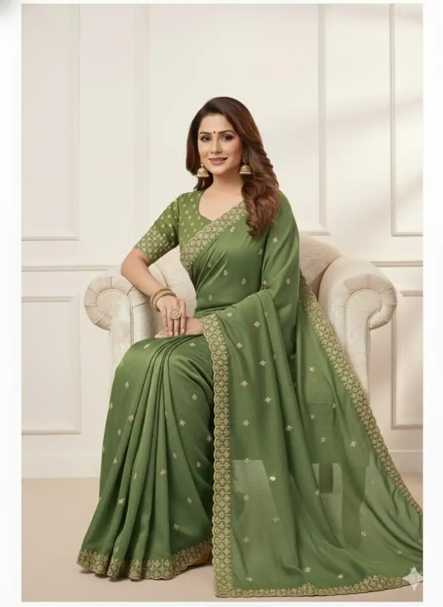 JR 659 Green in Color Star Georgette Embroidery Work Saree . Available at ₹1799 only. Delivery 4-6 Working Days. Shop now. | Bollywood Sarees, Creative Sarees, Designer Sarees, Embroidered Sarees, Ethnic Saree, Modern Digital sarees, Party Wear Sarees, Sarees
