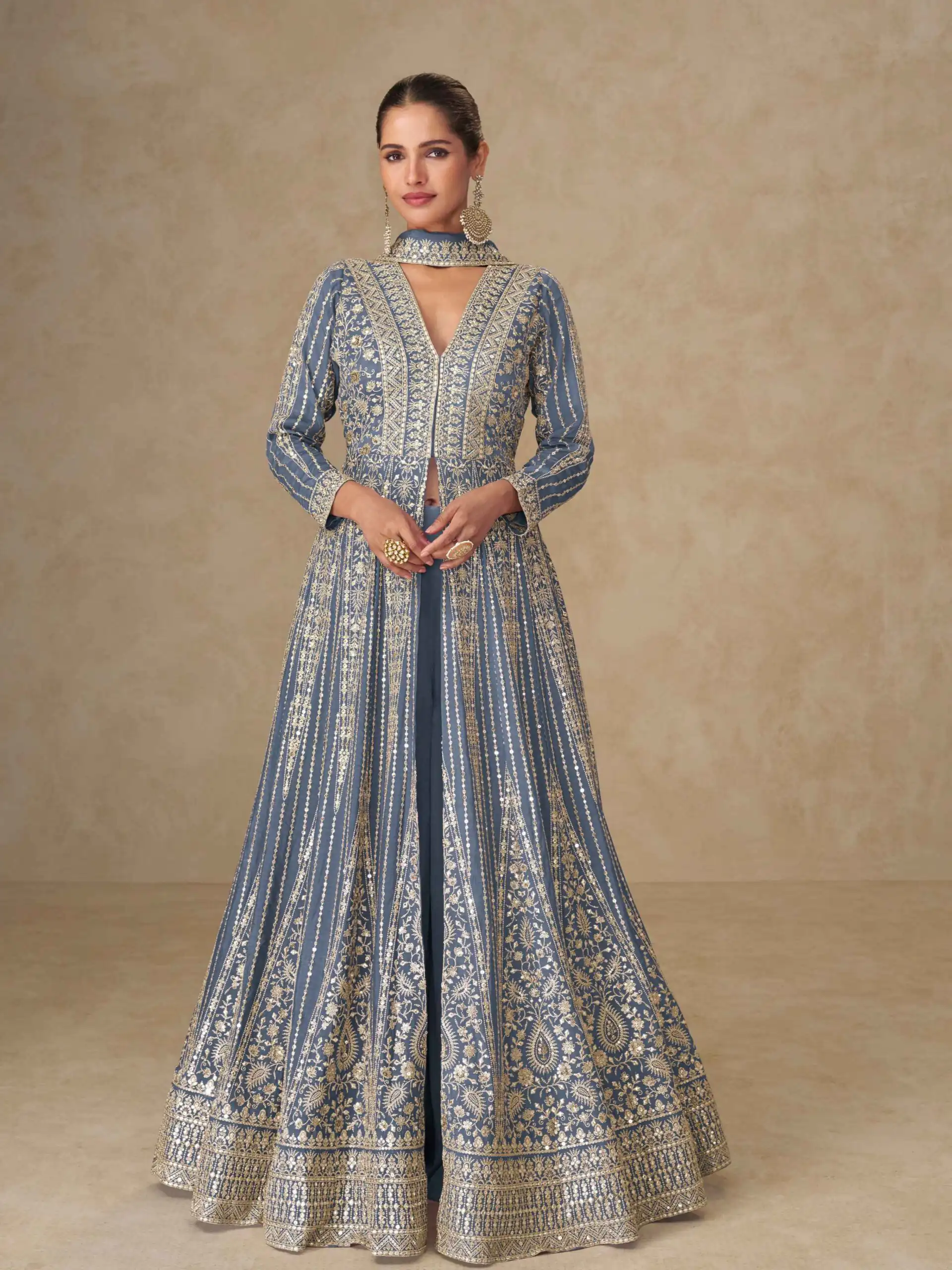 FC 10355 Grey Chinon Silk Salwar Suit with Embroidery Work & Lace Work. Affordable Price ₹3699. Delivery 4-6 Working Days. Shop now. | Jump Suits, Straight Suits, Casual Suits, Creative suits, Designer Suits, Palazzo Suits, Party Wear Suits, Patiala Suits, Salwar suit