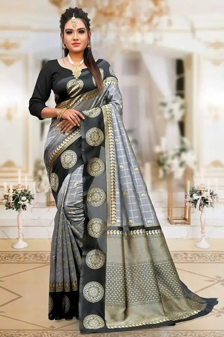 KPR 080 Grey Color Soft Lichi Silk Saree with Lace Border & Lace Work. Best Price ₹1449. Delivery 4-6 Working Days. Shop now. | Bollywood Sarees, Creative Sarees, Designer Sarees, Embroidered Sarees, Ethnic Saree, Modern Digital sarees, Party Wear Sarees, Sarees