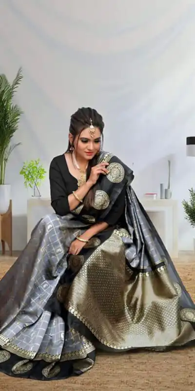 KPR 080 Grey Color Soft Lichi Silk Saree with Lace Border & Lace Work. Best Price ₹1449. Delivery 4-6 Working Days. Shop now. | Bollywood Sarees, Creative Sarees, Designer Sarees, Embroidered Sarees, Ethnic Saree, Modern Digital sarees, Party Wear Sarees, Sarees