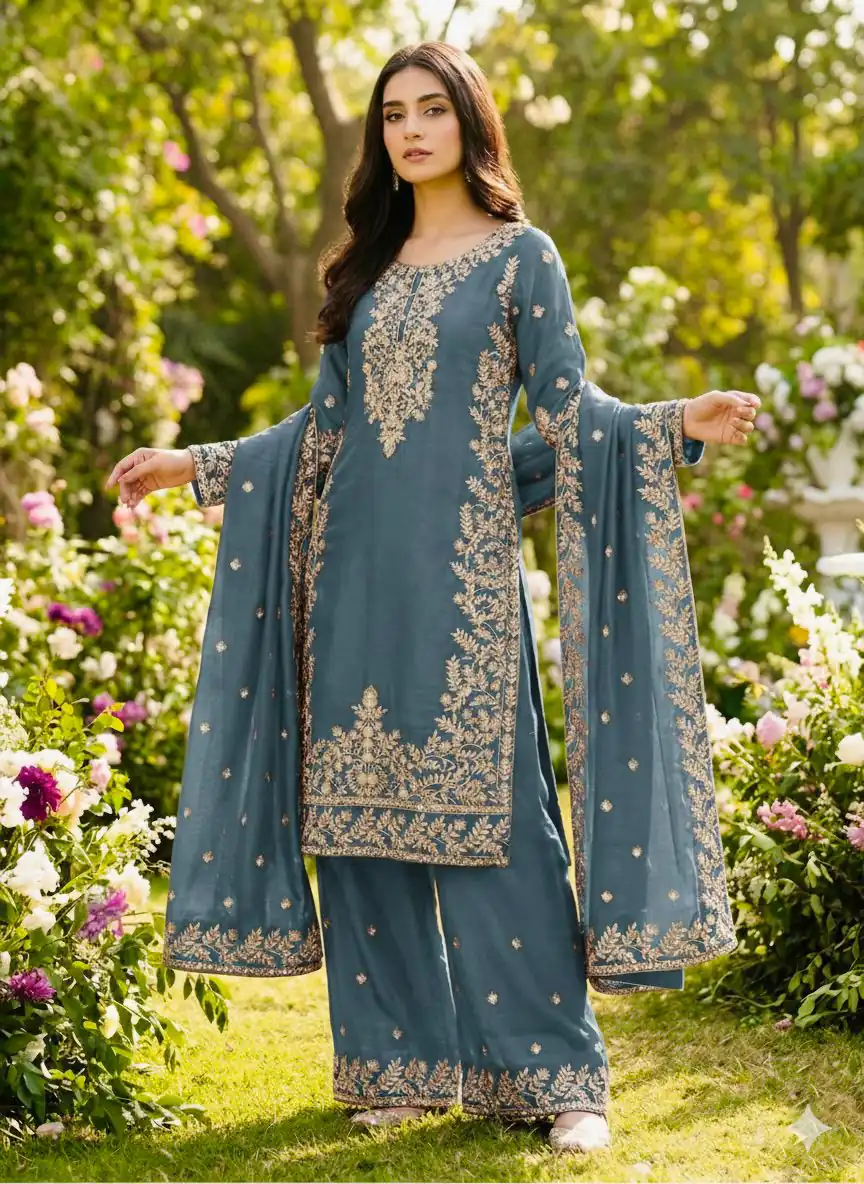 SRK 5316 Grey Organza Silk Salwar Suit Perfect for Wedding, Party, Makar Sankranti, Eid, Durga Puja – . Affordable Price ₹2149. Delivery 4-6 Workin | Jump Suits, Straight Suits, Casual Suits, Creative suits, Designer Suits, Palazzo Suits, Party Wear Suits, Patiala Suits, Salwar suit