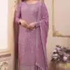 Lavender Chinon Zari Embroidery Work Salwar Suit
