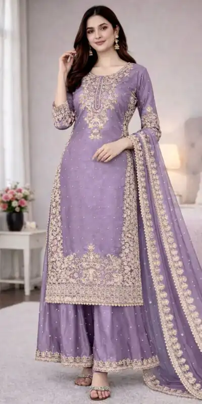 SSR 535 Lavender in Organza Silk Embroidery Work Salwar Suit . Available at ₹2399 only. Delivery 4-6 Working Days. Shop now. | Jump Suits, Straight Suits, Casual Suits, Creative suits, Designer Suits, Palazzo Suits, Party Wear Suits, Patiala Suits, Salwar suit
