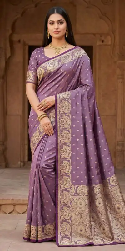 MB 8 Lavender in Color Satin Silk Zari Work & Lace Work Saree . Available at ₹2149 only. Delivery 4-6 Working Days. Shop now. | Bollywood Sarees, Creative Sarees, Designer Sarees, Embroidered Sarees, Ethnic Saree, Modern Digital sarees, Party Wear Sarees, Sarees