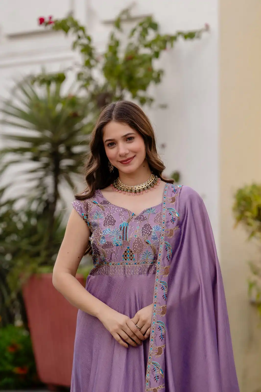 RR 39 Rust Lavender Silk Gown Perfect for Wedding, Party, Holi, Anniversary, Mehendi –. Grab it for ₹2149. Delivery 4-6 Working Days. Shop now. | Bollywood Gowns, Creative Gowns, Designer Gowns, Embroidered Gowns, Gowns, Party Wear Gowns