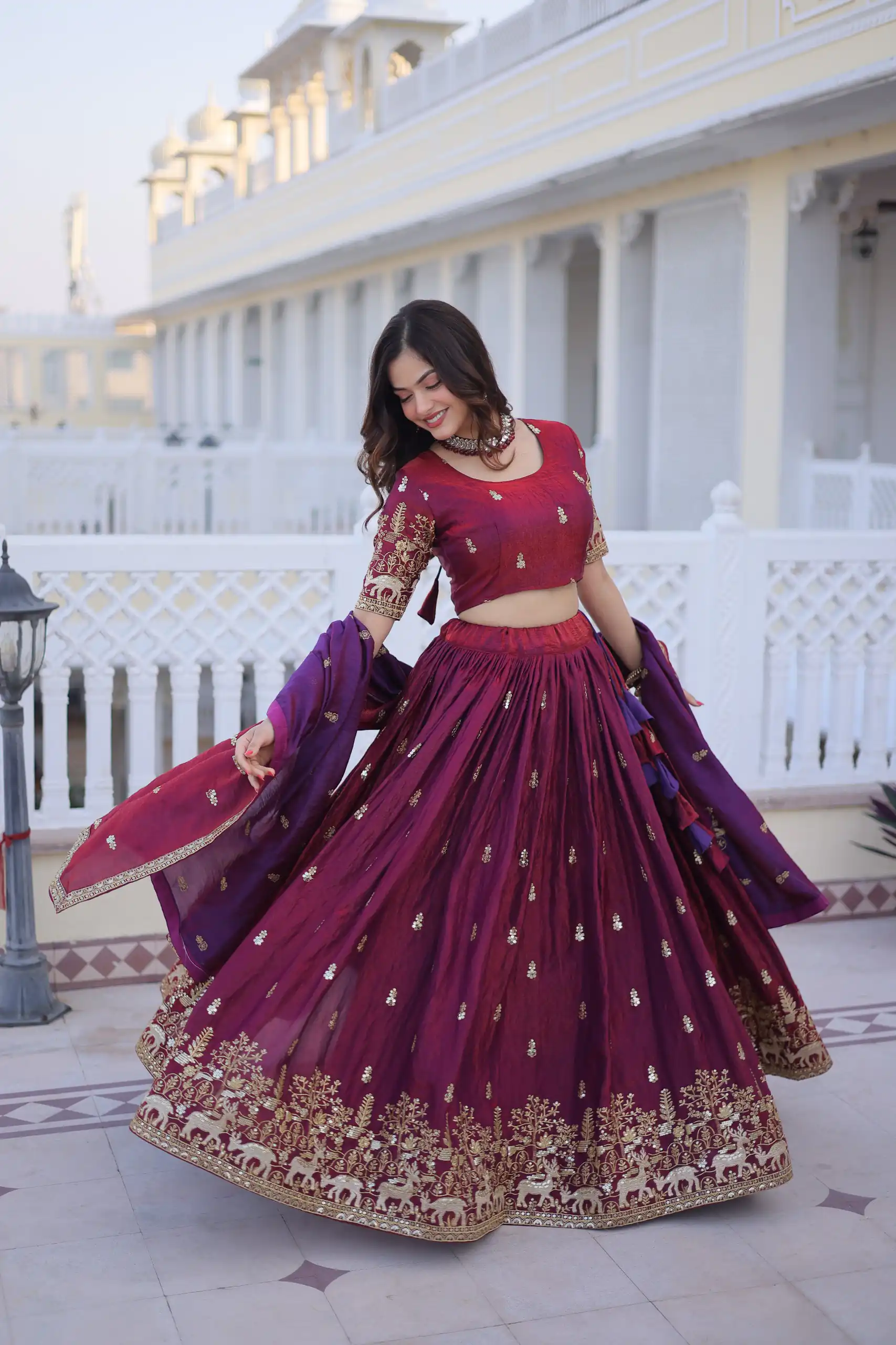 KA 5067 Maroon in Fendi Silk Embroidery Work & Zari Work Lehenga Choli . Affordable Price ₹3049. Delivery 4-6 Working Days. Shop now. | Bollywood Lehenga, Creative Lehenga, Designer Lehenga, Embroidered Lehenga, Lehenga, Party Wear Lehenga