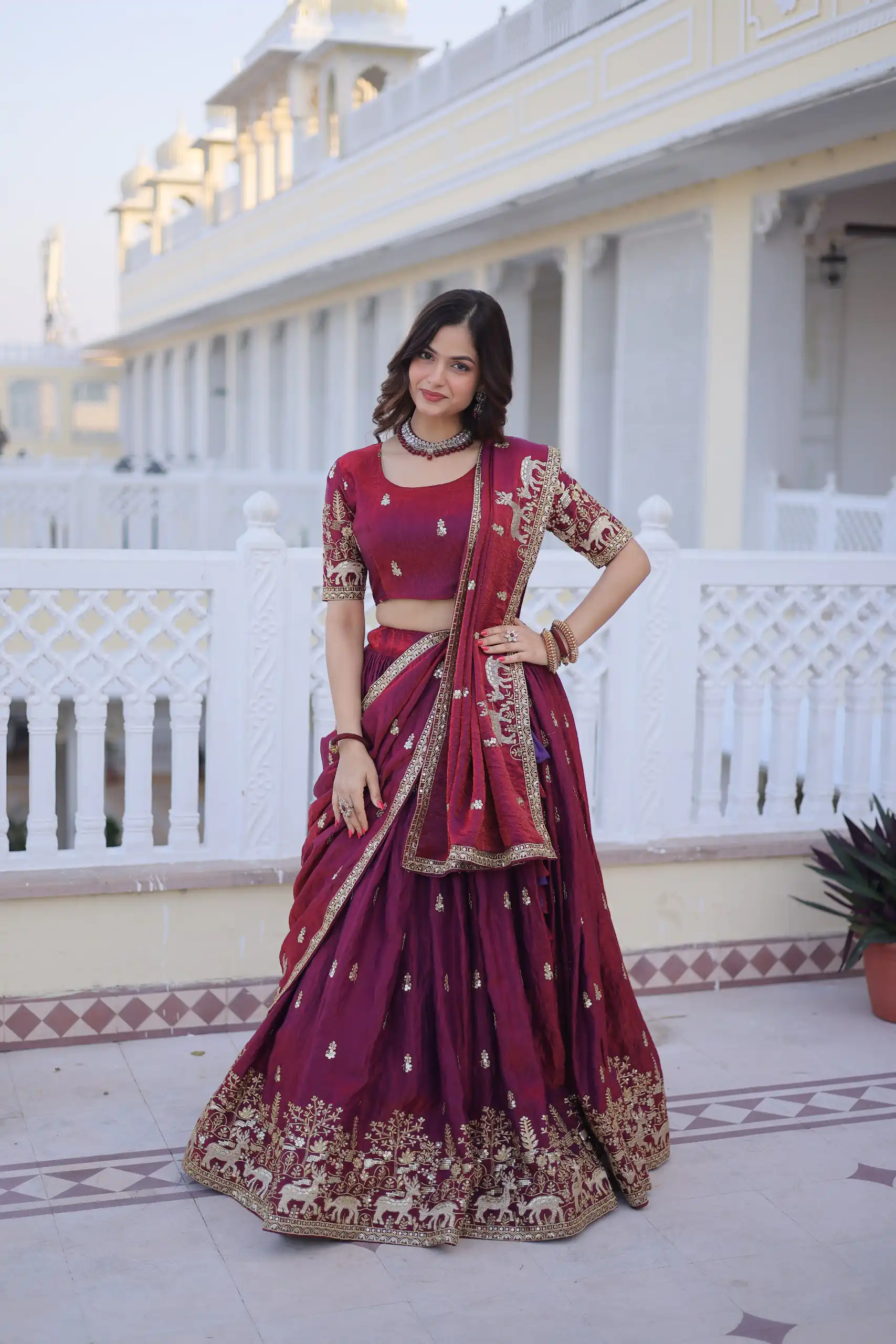 KA 5067 Maroon in Fendi Silk Embroidery Work & Zari Work Lehenga Choli . Affordable Price ₹3049. Delivery 4-6 Working Days. Shop now. | Bollywood Lehenga, Creative Lehenga, Designer Lehenga, Embroidered Lehenga, Lehenga, Party Wear Lehenga