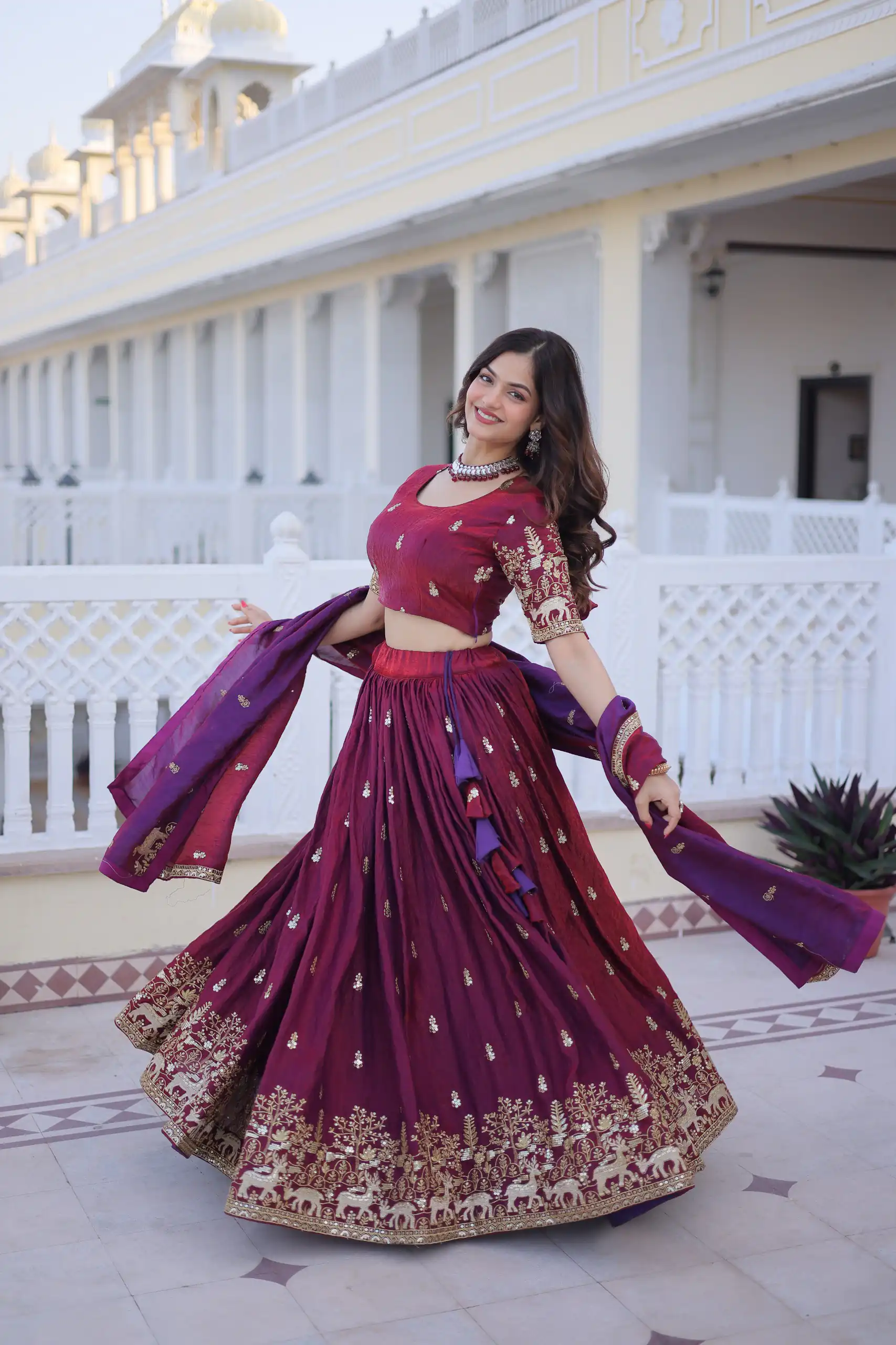 KA 5067 Maroon in Fendi Silk Embroidery Work & Zari Work Lehenga Choli . Affordable Price ₹3049. Delivery 4-6 Working Days. Shop now. | Bollywood Lehenga, Creative Lehenga, Designer Lehenga, Embroidered Lehenga, Lehenga, Party Wear Lehenga