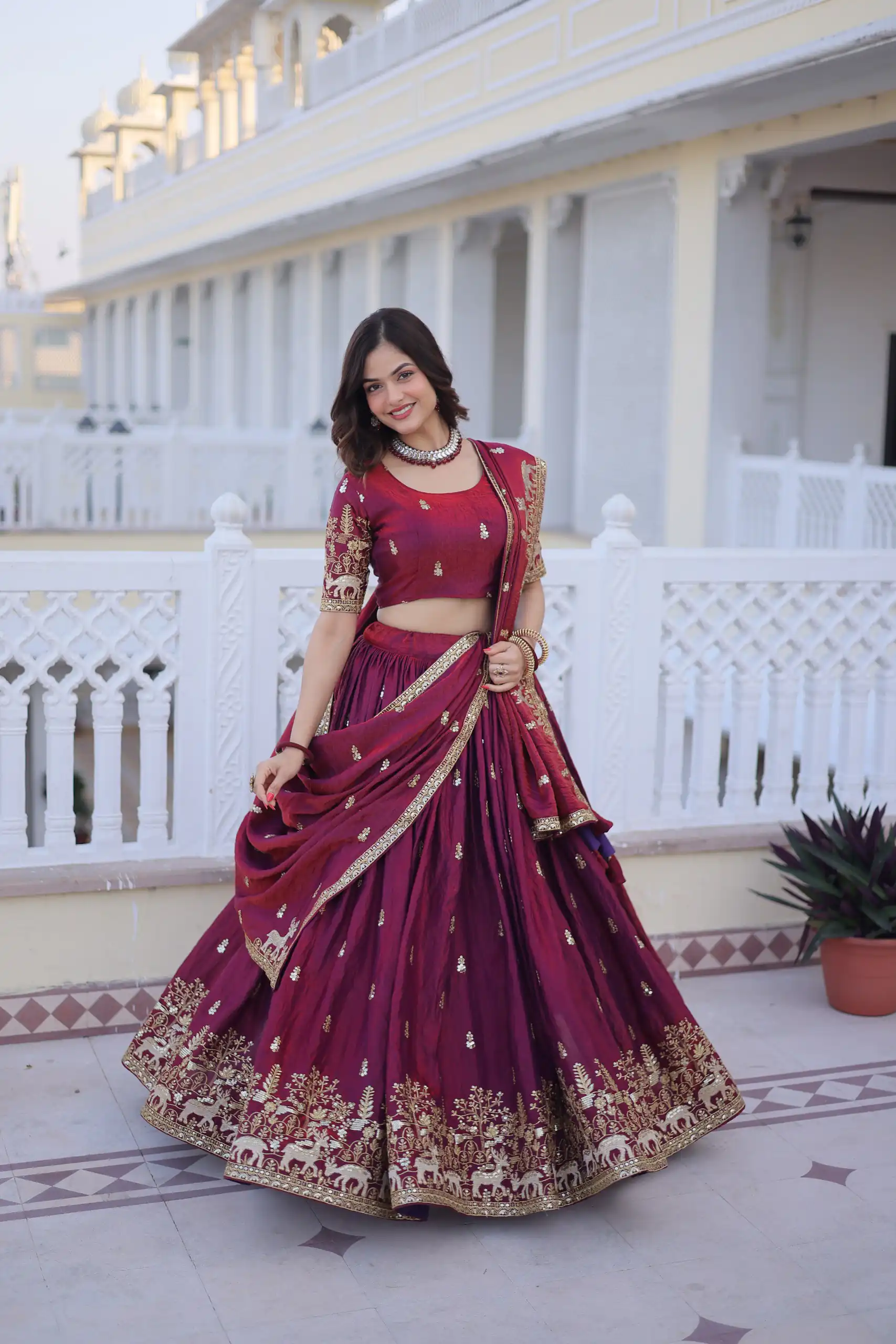 KA 5067 Maroon in Fendi Silk Embroidery Work & Zari Work Lehenga Choli . Affordable Price ₹3049. Delivery 4-6 Working Days. Shop now. | Bollywood Lehenga, Creative Lehenga, Designer Lehenga, Embroidered Lehenga, Lehenga, Party Wear Lehenga