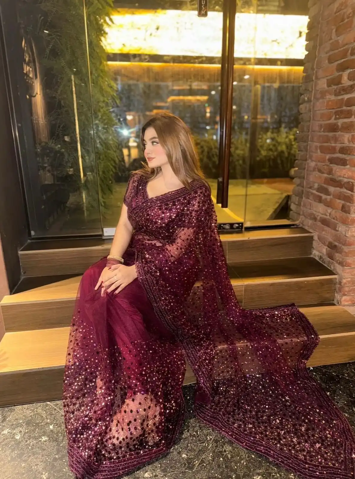 FB L307 Wine Sequins Work Saree in Wine Net. Available at ₹2599 only. Wedding, Party, Festive, Events, Delivery 4-6 Working Days. Shop now. | Bollywood Sarees, Creative Sarees, Designer Sarees, Embroidered Sarees, Ethnic Saree, Modern Digital sarees, Party Wear Sarees, Sarees