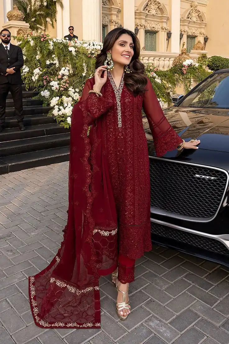 JF 001 Maroon Faux Georgette Salwar Suit. Perfect for Wedding, Party, Ganesh Chaturthi, Baisakhi, Bridal Wear – Exclusive Offer ₹2099. Delivery 4-6 | Jump Suits, Straight Suits, Casual Suits, Creative suits, Designer Suits, Palazzo Suits, Party Wear Suits, Patiala Suits, Salwar suit