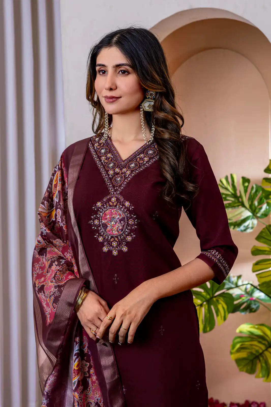 DIVA 112 Maroon Marina Silk Salwar Suit with Embroidery Work. Introductory Price ₹1999. Delivery 4-6 Working Days. Shop now. | Jump Suits, Straight Suits, Casual Suits, Creative suits, Designer Suits, Palazzo Suits, Party Wear Suits, Patiala Suits, Salwar suit