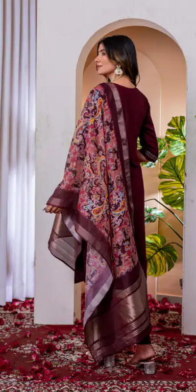 DIVA 112 Maroon Marina Silk Salwar Suit with Embroidery Work. Introductory Price ₹1999. Delivery 4-6 Working Days. Shop now. | Jump Suits, Straight Suits, Casual Suits, Creative suits, Designer Suits, Palazzo Suits, Party Wear Suits, Patiala Suits, Salwar suit