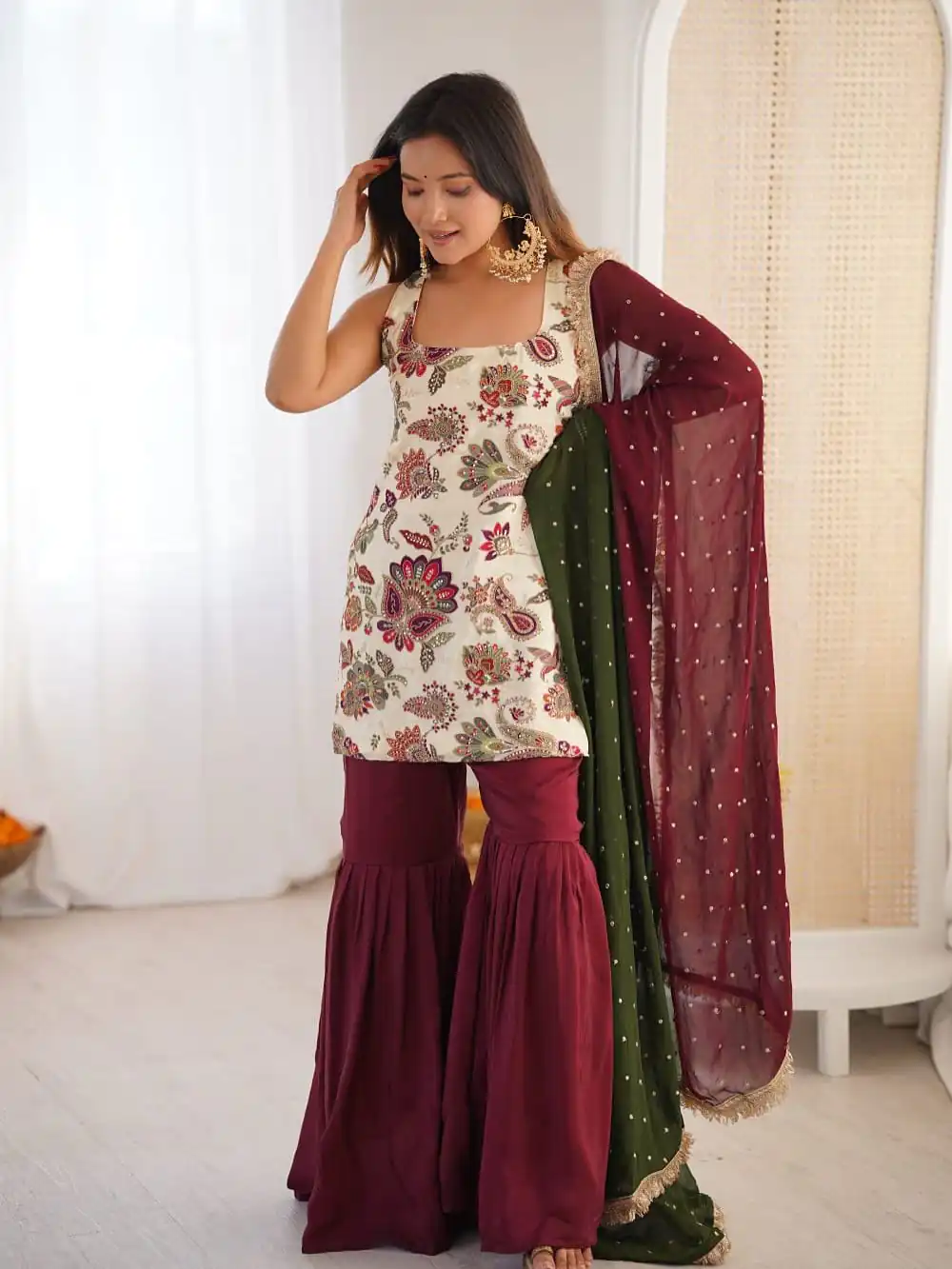 ST 1153 Maroon Color Natural Crep Salwar Suit with Embroidery Work. Wedding, Party, Festive, Best Price ₹2449. Delivery 4-6 Working Days. Shop now. | Jump Suits, Straight Suits, Casual Suits, Creative suits, Designer Suits, Palazzo Suits, Party Wear Suits, Patiala Suits, Salwar suit