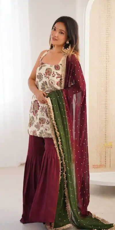 ST 1153 Maroon Color Natural Crep Salwar Suit with Embroidery Work. Wedding, Party, Festive, Best Price ₹2449. Delivery 4-6 Working Days. Shop now. | Jump Suits, Straight Suits, Casual Suits, Creative suits, Designer Suits, Palazzo Suits, Party Wear Suits, Patiala Suits, Salwar suit
