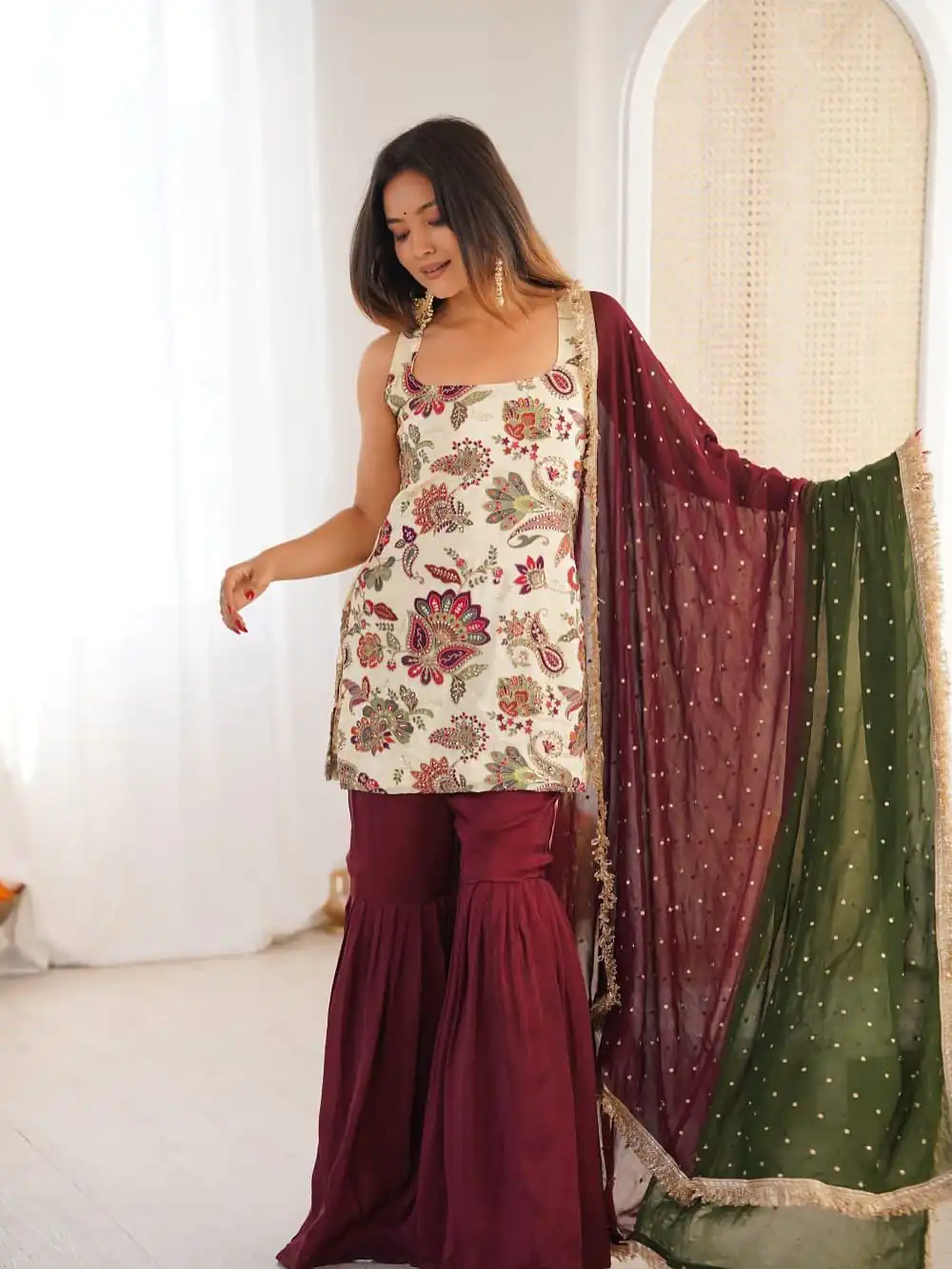 ST 1153 Maroon Color Natural Crep Salwar Suit with Embroidery Work. Wedding, Party, Festive, Best Price ₹2449. Delivery 4-6 Working Days. Shop now. | Jump Suits, Straight Suits, Casual Suits, Creative suits, Designer Suits, Palazzo Suits, Party Wear Suits, Patiala Suits, Salwar suit