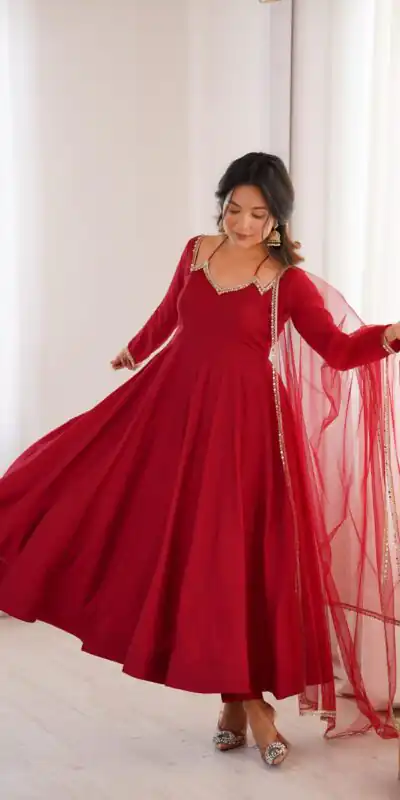 KB 293 Maroon Soft Nylon Net Anarkali Suit with Mirror Work & Lace Work. Get it for ₹1999. Delivery 4-6 Working Days. Shop now. | Anarkali Suits, Bollywood Anarkali, Creative-Anarkali, Designer Anarkali, Embroidered Anarkali, Party Wear Anarkali