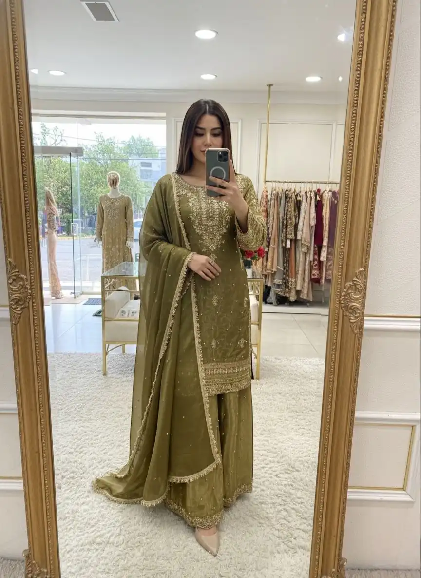 WW 1245 Mehendi Zimmy Silk Salwar Suit with Lace Work & Embroidery Work. Affordable Price ₹2499. Delivery 4-6 Working Days. Shop now. | Jump Suits, Straight Suits, Casual Suits, Creative suits, Designer Suits, Palazzo Suits, Party Wear Suits, Patiala Suits, Salwar suit