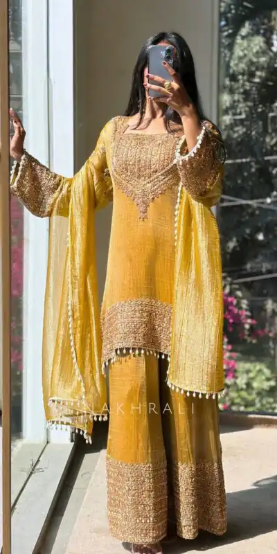 SR 1705 Mustered Fendy Silk Salwar Suit Perfect for Wedding, Party, Cultural Events, Sangeet, Housewarming – . Grab it for ₹2449. Delivery 4-6 Working Da | Jump Suits, Straight Suits, Casual Suits, Creative suits, Designer Suits, Palazzo Suits, Party Wear Suits, Patiala Suits, Salwar suit
